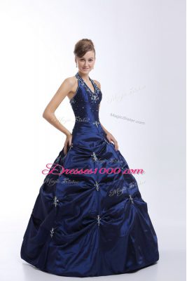 High End Sleeveless Lace Up Floor Length Embroidery and Pick Ups Vestidos de Quinceanera