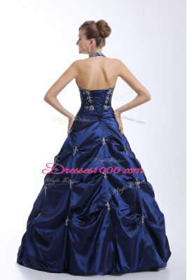 High End Sleeveless Lace Up Floor Length Embroidery and Pick Ups Vestidos de Quinceanera