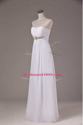 Captivating White Empire Beading Wedding Dresses Lace Up Chiffon Sleeveless Floor Length