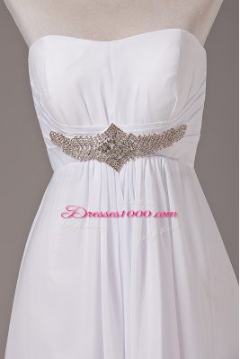 Captivating White Empire Beading Wedding Dresses Lace Up Chiffon Sleeveless Floor Length