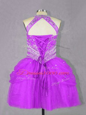 Customized Fuchsia Sleeveless Beading Mini Length Teens Party Dress