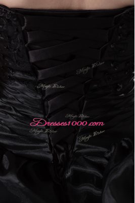 Popular Black Quince Ball Gowns Sweet 16 and Quinceanera with Embroidery and Pick Ups Sweetheart Sleeveless Brush Train Lace Up