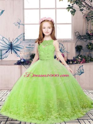 Sleeveless Lace and Appliques Backless Child Pageant Dress