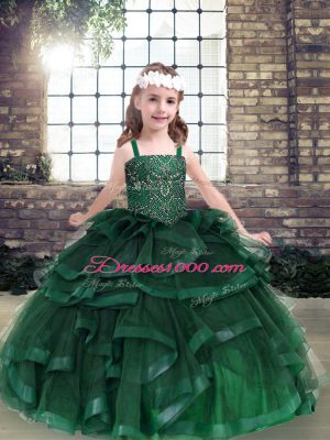 Popular Green Sleeveless Tulle Lace Up Party Dress Wholesale for Party and Military Ball and Wedding Party