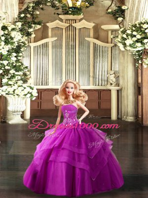 Low Price Tulle Sleeveless Floor Length Ball Gown Prom Dress and Beading