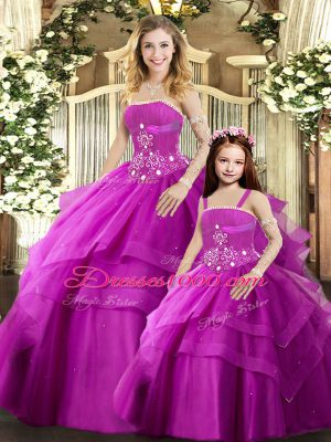 Low Price Tulle Sleeveless Floor Length Ball Gown Prom Dress and Beading