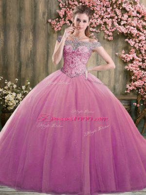 Attractive Tulle Sleeveless Floor Length Quinceanera Gowns and Beading