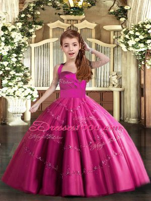 Sleeveless Beading Lace Up Party Dress for Girls