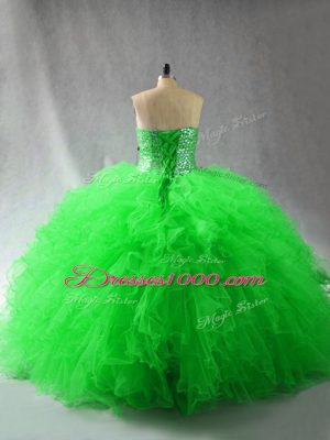 Sleeveless Beading and Ruffles Floor Length Ball Gown Prom Dress