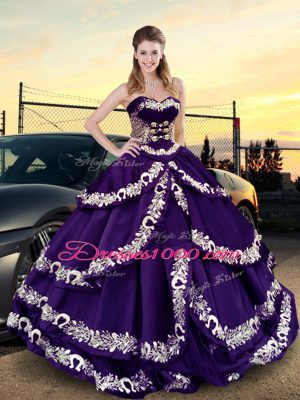 Lace Up Quinceanera Dresses Purple for Sweet 16 and Quinceanera with Embroidery and Ruffled Layers