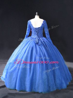 Comfortable Long Sleeves Lace and Appliques Lace Up Quinceanera Gowns