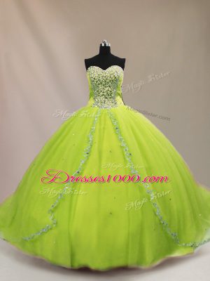 Quinceanera Gowns Sweetheart Sleeveless Court Train Lace Up