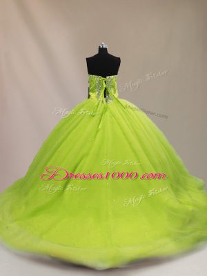 Quinceanera Gowns Sweetheart Sleeveless Court Train Lace Up