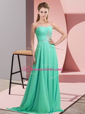 Custom Made Sleeveless Beading and Appliques Lace Up Evening Dress with Apple Green