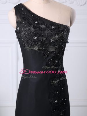 On Sale Black Column/Sheath Beading and Lace Evening Dress Side Zipper Taffeta Sleeveless