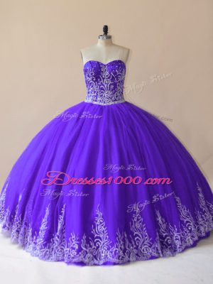 Unique Purple Sleeveless Tulle Lace Up Sweet 16 Quinceanera Dress for Sweet 16 and Quinceanera