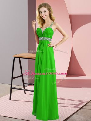 Delicate Green Sleeveless Chiffon Criss Cross Formal Dresses for Prom and Party