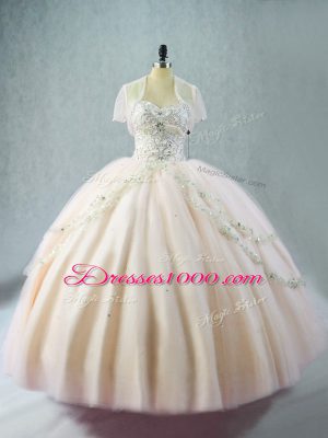 Exceptional Ball Gowns Ball Gown Prom Dress Pink Sweetheart Tulle Sleeveless Floor Length Lace Up