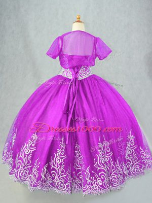 On Sale Ball Gowns Evening Gowns Purple Spaghetti Straps Tulle Sleeveless Floor Length Lace Up