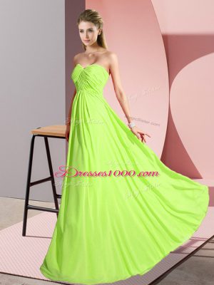 Yellow Green Sleeveless Chiffon Lace Up Prom Dresses for Prom and Party