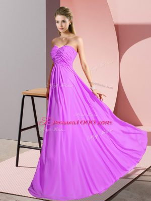 Delicate Lilac Evening Dress Prom and Party with Ruching Sweetheart Sleeveless Lace Up