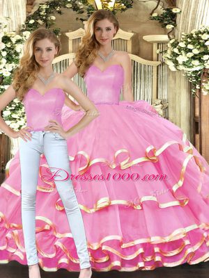 Affordable Organza Sleeveless Floor Length Ball Gown Prom Dress and Ruffled Layers