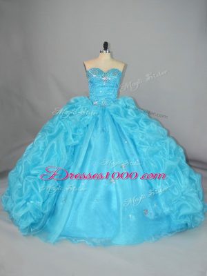 Beautiful Organza Sleeveless Floor Length 15 Quinceanera Dress and Embroidery and Ruffles