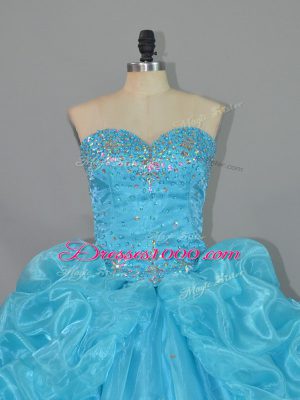 Beautiful Organza Sleeveless Floor Length 15 Quinceanera Dress and Embroidery and Ruffles