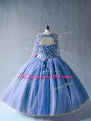 Smart Tulle Long Sleeves Floor Length Sweet 16 Dress and Beading