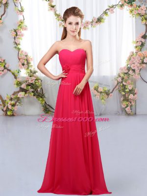 Sexy Hot Pink Sweetheart Lace Up Hand Made Flower Quinceanera Dama Dress Sleeveless