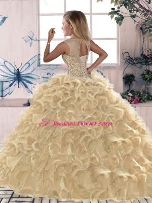 Fabulous Olive Green Sweet 16 Quinceanera Dress Military Ball and Sweet 16 and Quinceanera with Beading and Ruffles Scoop Sleeveless Lace Up