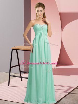 Stunning Floor Length Apple Green Homecoming Dress Online Chiffon Sleeveless Beading