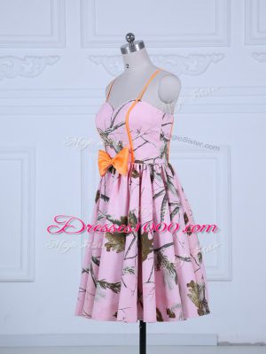 Ideal Baby Pink Straps Lace Up Bowknot Party Dresses Sleeveless