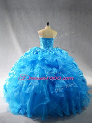 Ideal Sleeveless Embroidery and Ruffles Lace Up Sweet 16 Dresses