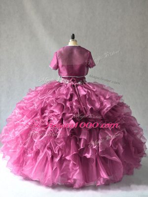 Burgundy Sleeveless Organza Lace Up Quince Ball Gowns for Sweet 16 and Quinceanera