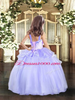 Admirable Straps Sleeveless Little Girl Pageant Dress Beading Lace Up