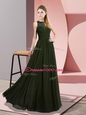 Comfortable Sleeveless Zipper Floor Length Lace Homecoming Dress