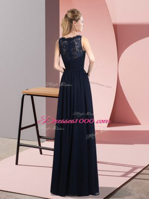 Comfortable Sleeveless Zipper Floor Length Lace Homecoming Dress