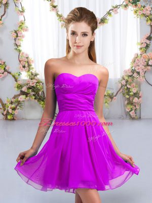 Sweetheart Sleeveless Lace Up Quinceanera Dama Dress Purple Chiffon