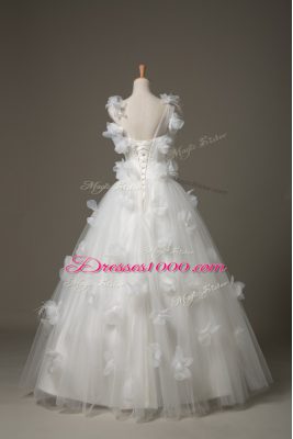 Artistic Floor Length Ball Gowns Sleeveless White Wedding Dress Lace Up