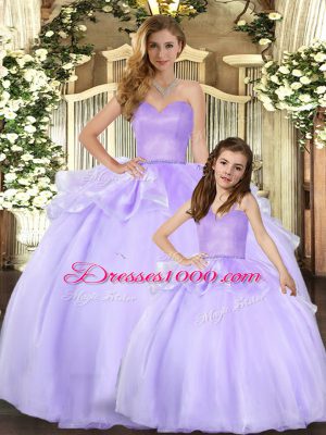 Lavender Sweetheart Neckline Beading Quinceanera Gowns Sleeveless Lace Up