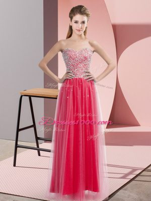 Excellent Tulle Sleeveless Floor Length Pageant Dress for Teens and Beading