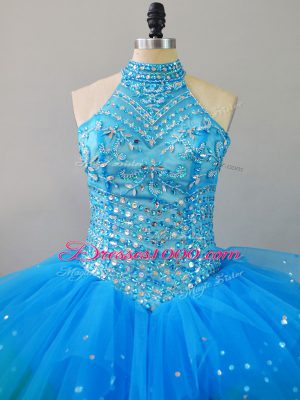 Gorgeous Multi-color Ball Gowns Beading and Ruffles Ball Gown Prom Dress Lace Up Tulle Sleeveless Floor Length
