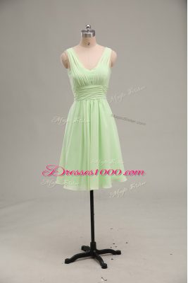 Mini Length Zipper Yellow Green for Prom and Party and Military Ball with Ruching