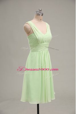 Mini Length Zipper Yellow Green for Prom and Party and Military Ball with Ruching