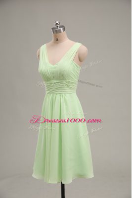 Mini Length Zipper Yellow Green for Prom and Party and Military Ball with Ruching