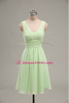 Mini Length Zipper Yellow Green for Prom and Party and Military Ball with Ruching