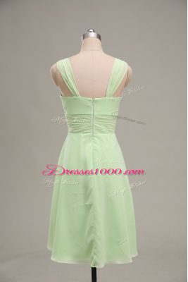 Mini Length Zipper Yellow Green for Prom and Party and Military Ball with Ruching