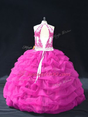 Sleeveless Backless Floor Length Beading and Lace and Pick Ups Quinceanera Gown