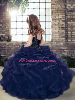 Lavender Ball Gowns Beading and Ruffles Glitz Pageant Dress Lace Up Tulle Sleeveless Floor Length